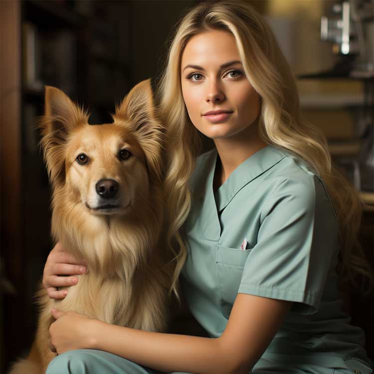 Krankenschwester mit Hund