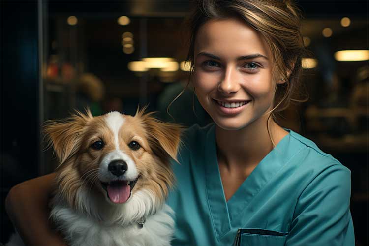 Hund und Krankenschwester